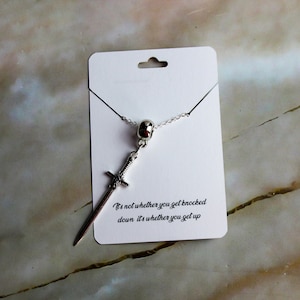 Sword Necklace, Warrior Necklace, Charm Necklace, Gift Present Family Stocking Stuffer Cute Jewellery Fighter Strong Friend GF BF