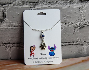 Collar Ohana, collar hawaiano, collar con dije, regalo para la familia, calcetín navideño, linda joya para la familia, amigo, mejor amiga, novia, novio, flor, gema.
