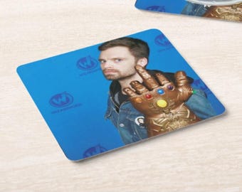 Sebastian Stan Coaster, Swearing Coaster, Captain America Coaster Gift for her for him Sister Friend Tea Coffee Actor Coaster Bucky Barnes