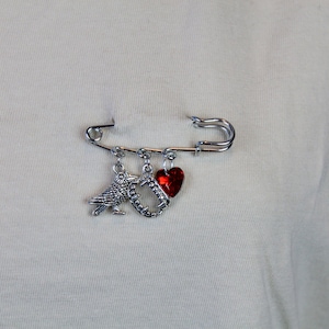 Vampire Brooch, Damon Salvatore Brooch, Safety Pin Brooch, Kilt Pin, Pin Badge, Bag Charm, Charms, TVD Brooch, Pin Badge, Gift
