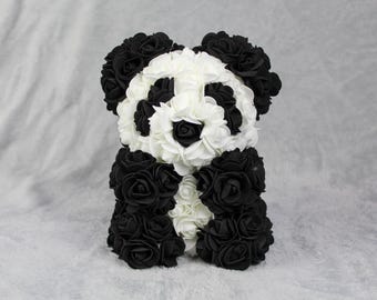 Panda Flower Bear Panda Rose Bear Teddy Artificial Rose Birthday - Main Image