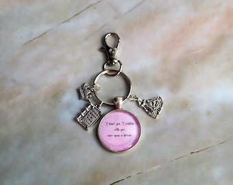 Sleeping Beauty Inspired Bag Charm, Fairy tale Keyring, Aurora Keychain, Gift Present Family Purse Stocking Stuffer Cute Charms Princess