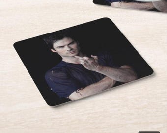 Ian Somerhalder Coaster, Damon Salvatore Coaster, TVD Coaster Gift for her for him Sister Friend Tea Coffee Actor Coaster The Originals