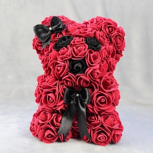 Personalised Flower Bear Personalised Teddy Bear Personalized Artificial Rose Birthday Christmas Mother&#39;s Day Gift for Her Rose Bear