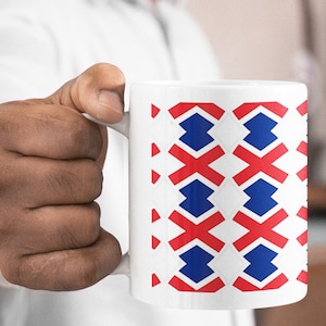 Great Britain Flag Colours Themed Funky Mug, Unique Union Jack Design Gift for Flag Collector, GB Lover Present, Vexillophile Present