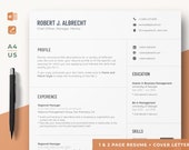 Simple and Clean Business Resume Template, Minimalistic Two Page CV Template with Matching Cover Letter | MS Word & Apple Pages