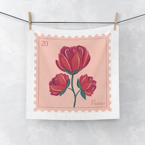 Face Towel, Skin Care Gift, Feminine Care Towel, Peonies Towel, Pink Bath Towel, Cute Face Cloth, Clean Girl Towel, Aesthetic Washcloth