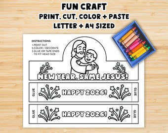 New Year Same Jesus Craft: Sunday School Lesson New Year's 2026 Activity, Christian Religious Faith Bible Study Printable for Kids Coloring