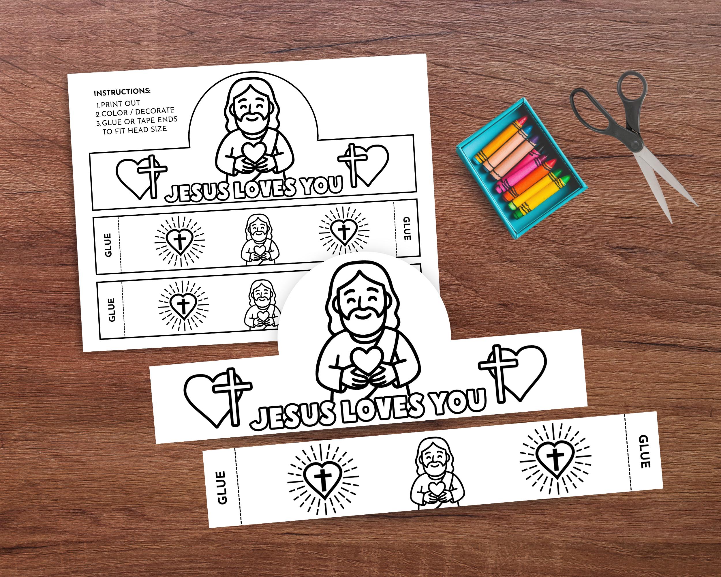 Jesus Loves You Sunday School Craft: Bible Study Craft Coloring Paper ...