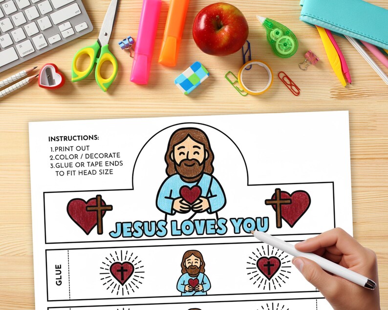 Jesus Loves You Sunday School Craft: Bible Study Craft Coloring Paper ...
