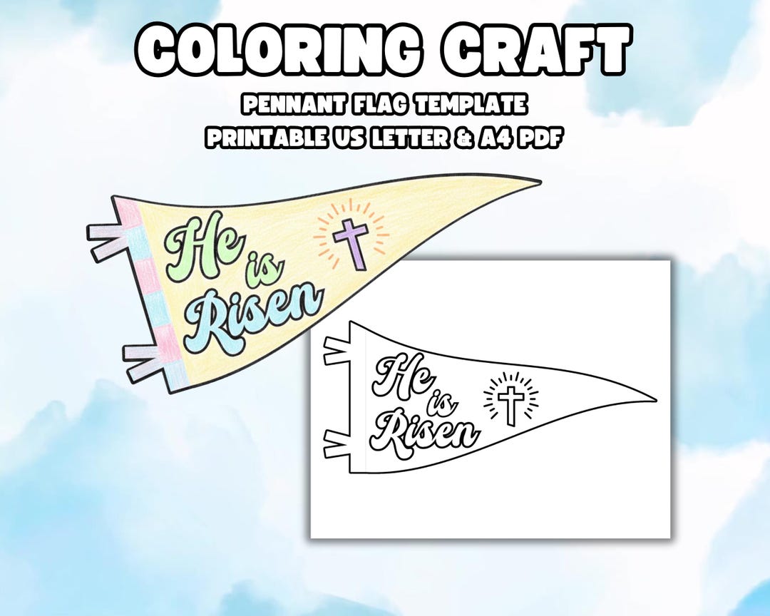 He is Risen Craft: Easter Sunday School Pennant Flag Craft, Bible Study ...
