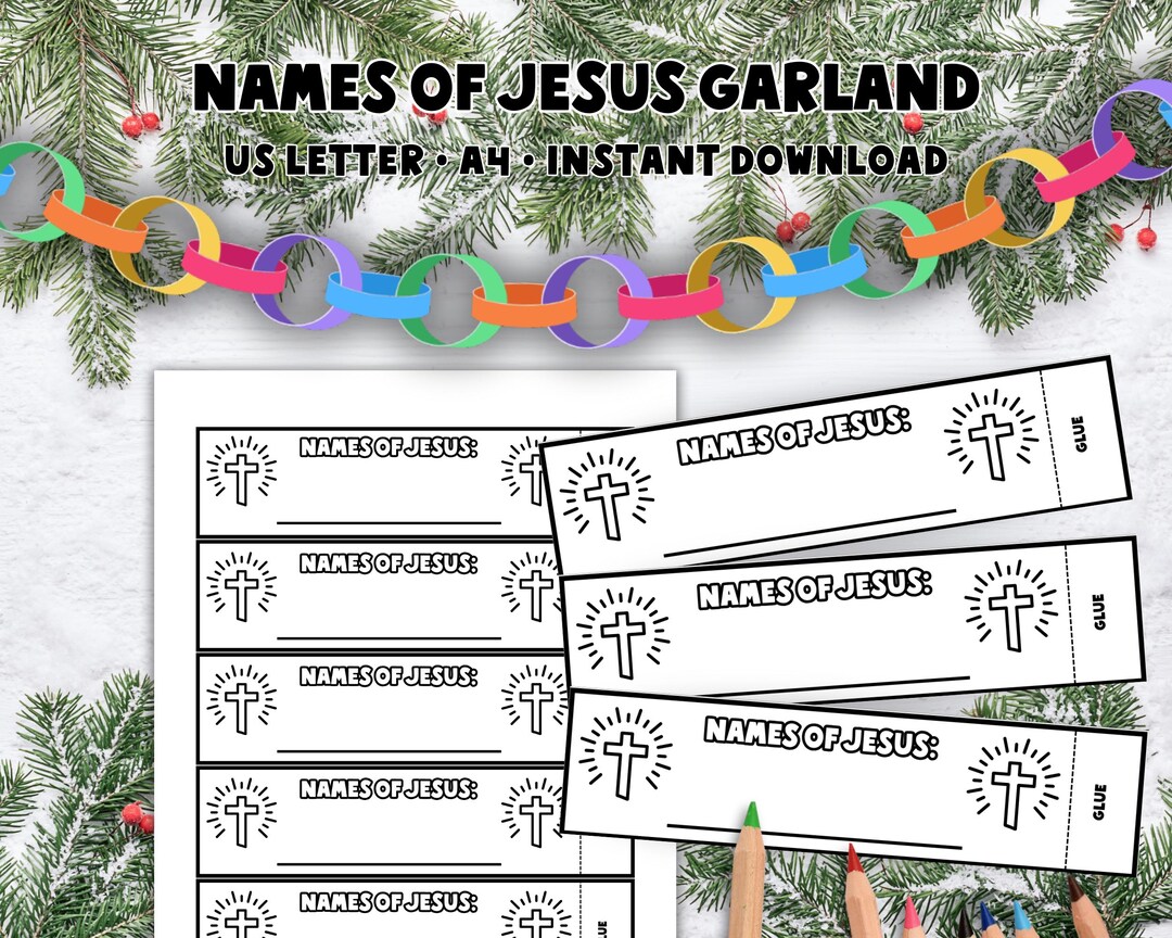 25 Names of Jesus Garland: Printable Advent Tree Paper Chain Activity ...