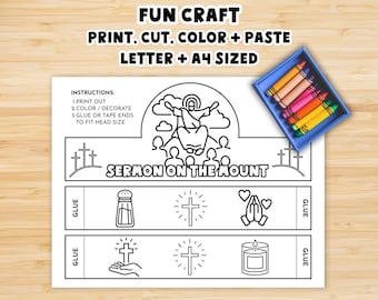 Manualidad para la Escuela Dominical del Sermón del Monte: Corona de papel, Sal y Luz, Bienaventuranzas, Oración, Lección de estudio bíblico para niños, Actividad de clase