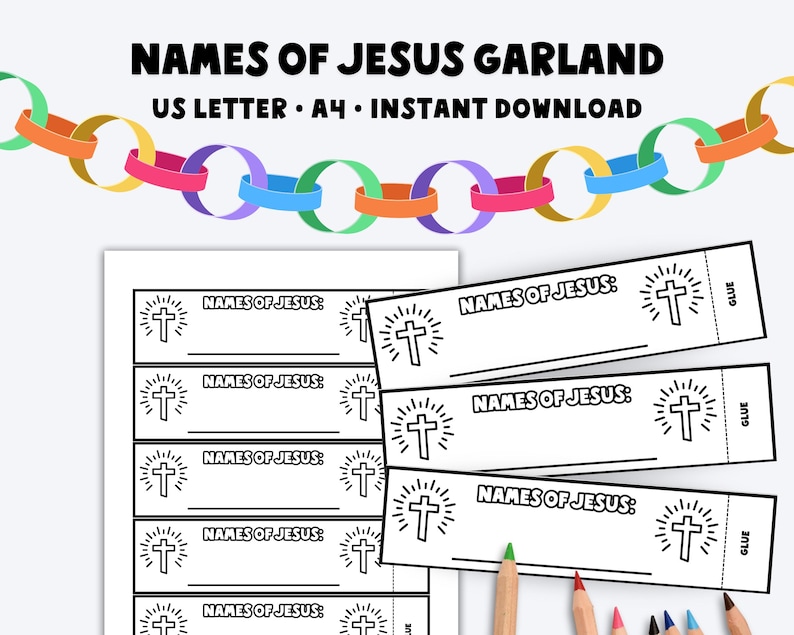 25 Names of Jesus Garland: Printable Advent Tree Paper Chain Activity ...