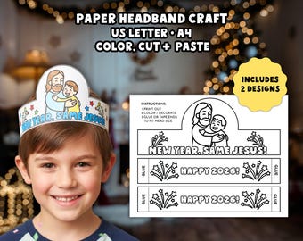 New Years Craft: Sunday School Lesson New Year's 2026 Activity, Christian Religious Faith Bible Study Printable for Kids New Years Coloring