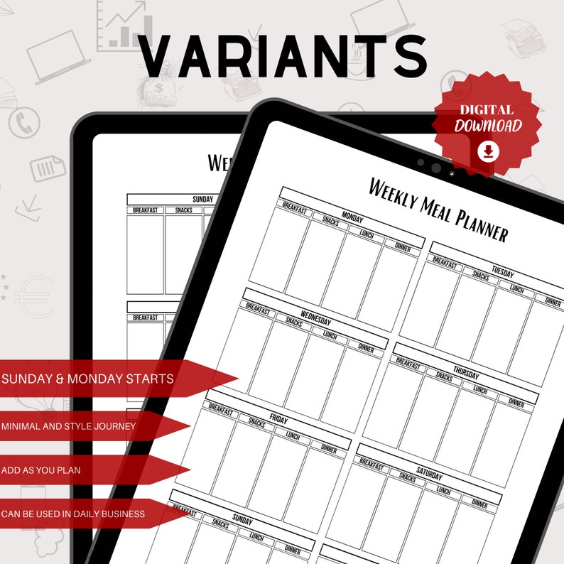 Weekly Meal Planner Printable Shopping List Grocery List - Etsy
