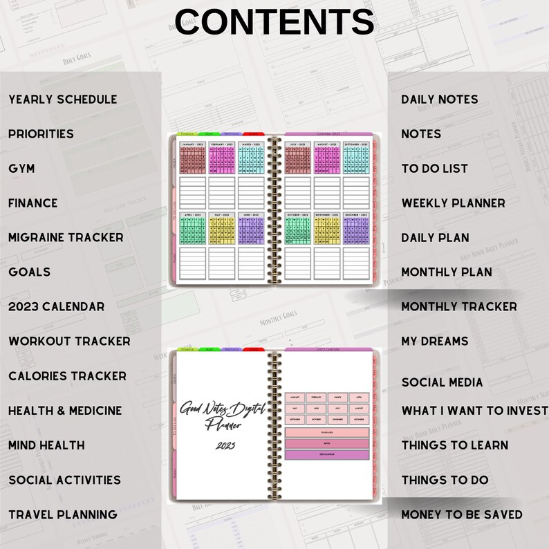 Digital Planner 2023 Undated Goodnotes Notability Digital Etsy