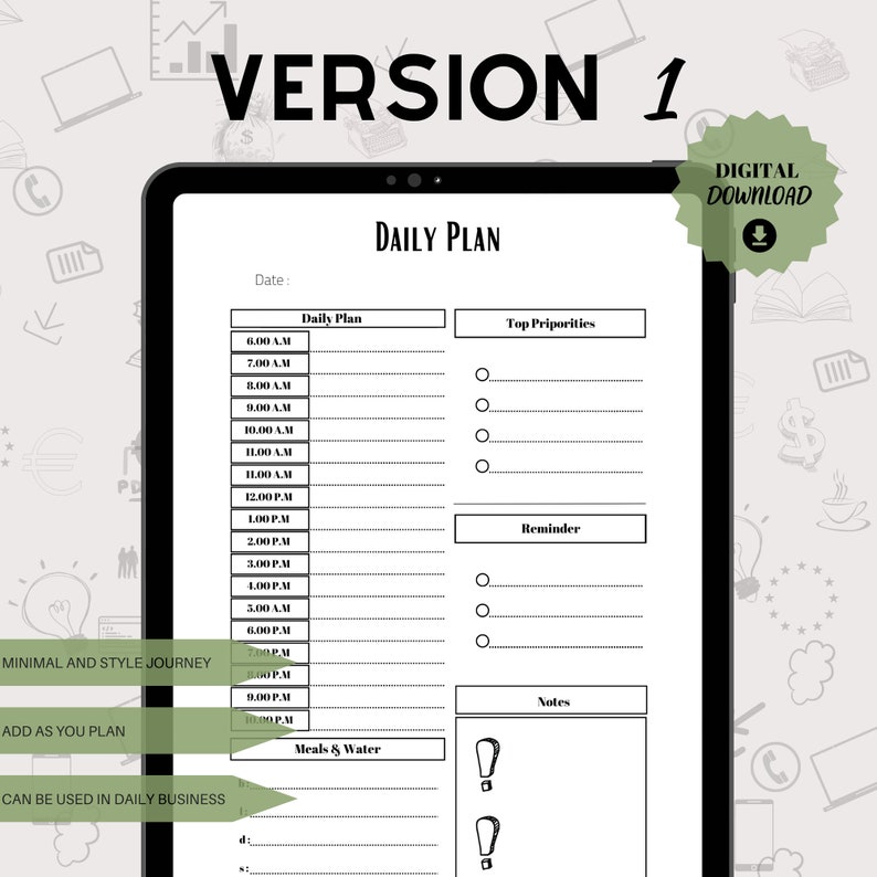 Daily Plan Printable &amp; Fillable Daily to Do List Daily Plan - Etsy