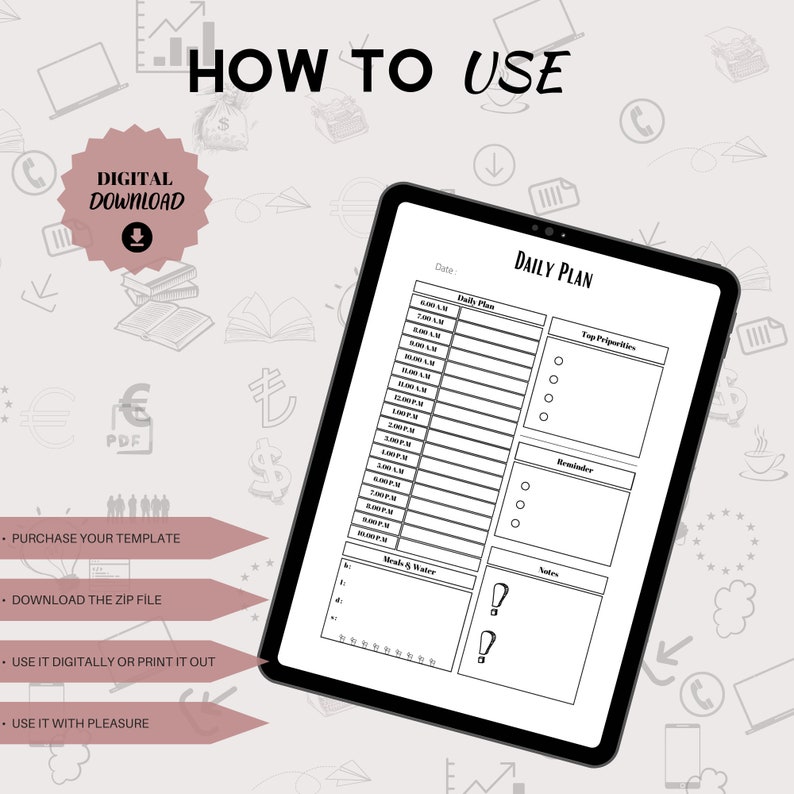 Daily Plan Printable &amp; Fillable Daily to Do List Daily Plan - Etsy