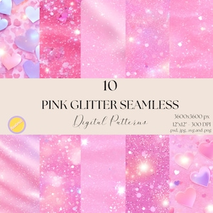 Rosa Glitzer digitales nahtloses Muster, rosa Glitzer Muster für Becher, Tumbler Wrap, Scrapbooking, Glitzerpapier, Prinzessin Hintergrund