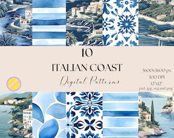 Italian Coast Digital Paper, Italy Wrapping Paper, Italian Coast ...