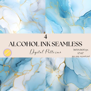 Light Blue Alcohol Ink Digital Paper, Watercolor Digital Paper, Vibrant Watercolor Abstract Clipart, Background PNG, Watercolor Abstract