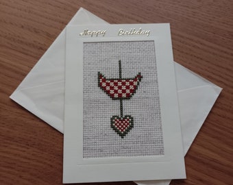 Carte de joyeux anniversaire au point de croix, carte faite main pour petit garçon.