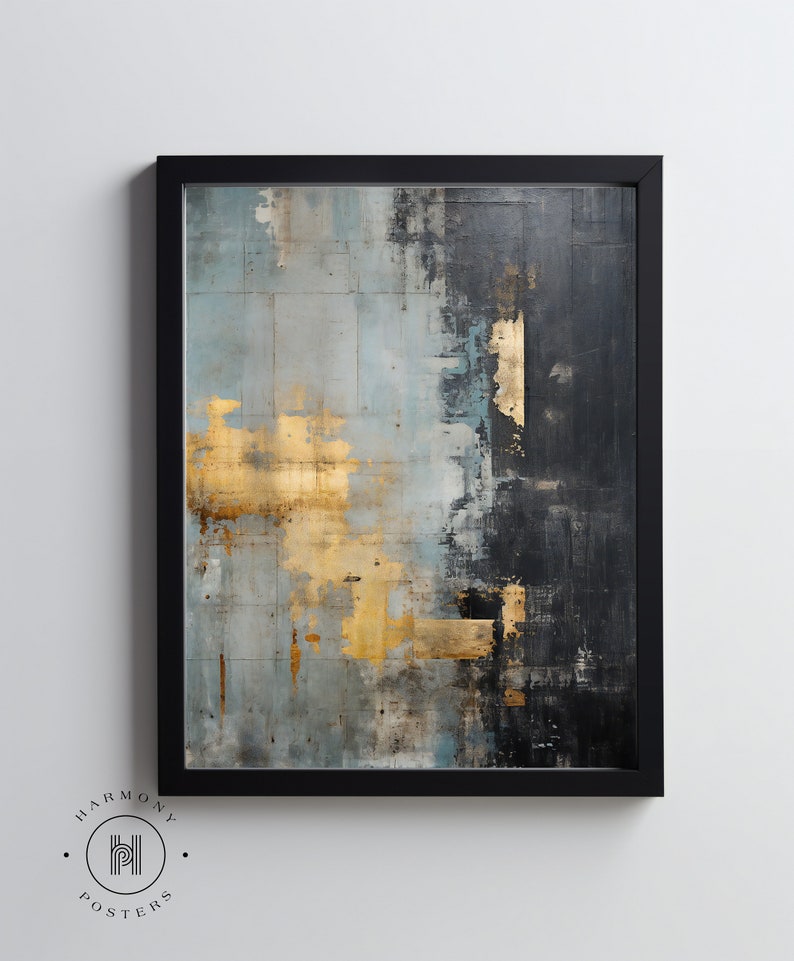 Gold Gray Wall Art Set of 3, Abstract Gold Prints, Gold Bedroom Art