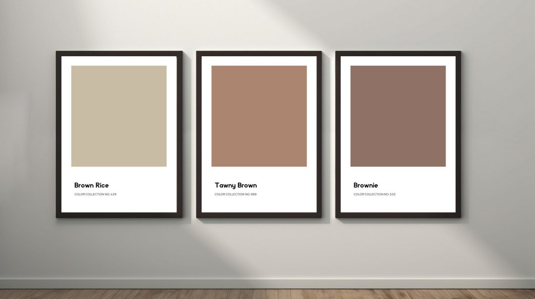 Pantone Brown Wall Art Printable Bundle, Pantone Brown Color Set of 3, Coffee Colors, Brownie ...