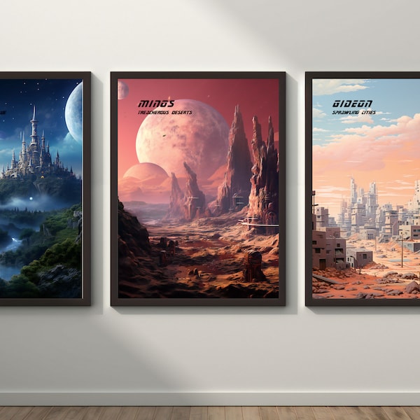 Ensemble de paysages de voyage Star Trek, Mintaka, Minos, paysages de planètes Gideon, affiche Star Trek, Star Trek minimaliste, idée cadeau, Trekkies