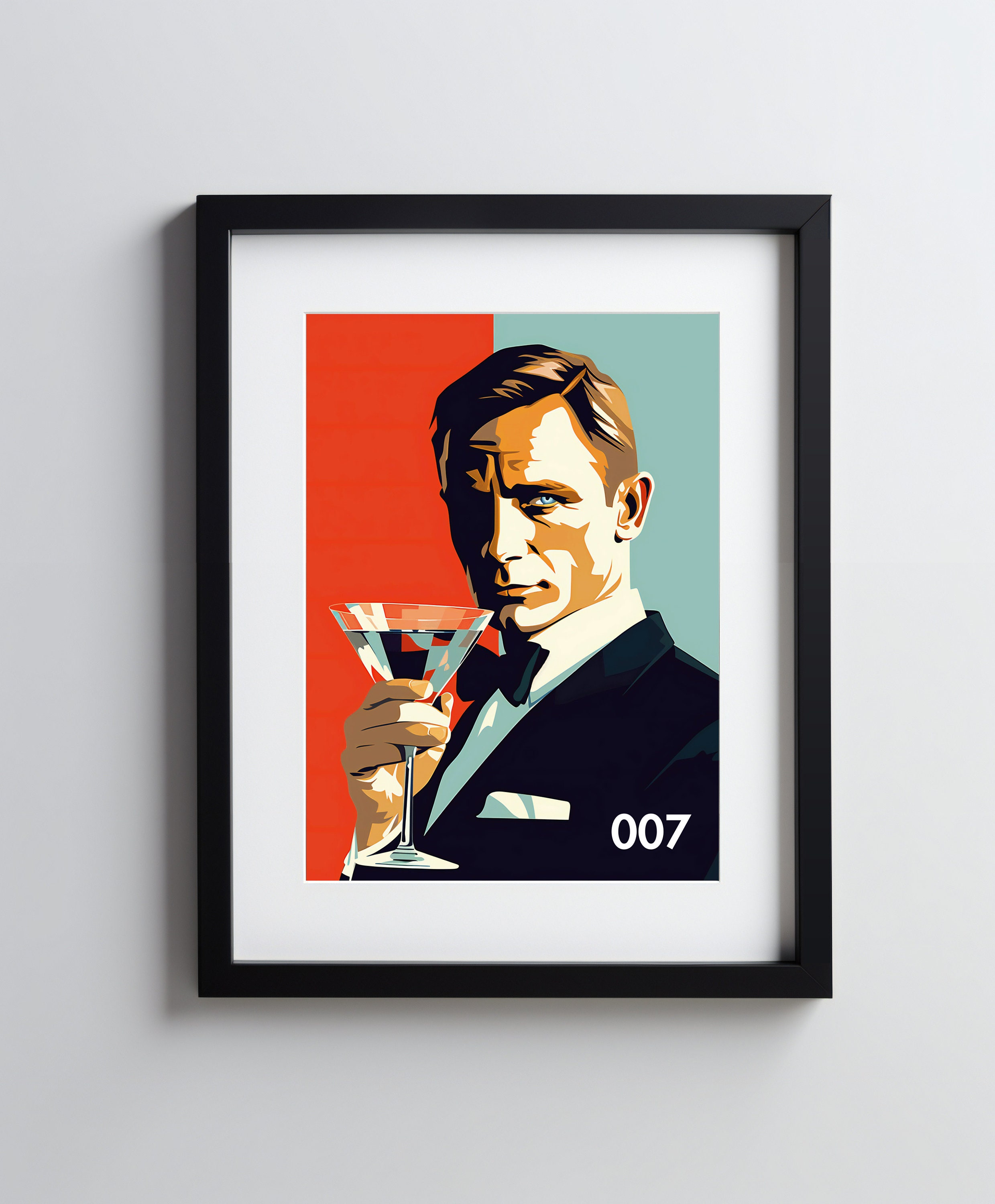 Poster Reproduction Encadré: James Bond 007 - Sean Connery Et Aston Martin 60x80 Cm 4cm Cadre Mdf Elegance Noir