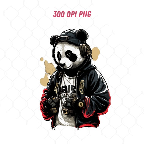 Hip Hop Panda png, t-shirt designs, panda sublimate designs, urban design, hip hop png, urban style, dtf designs, dtf png,