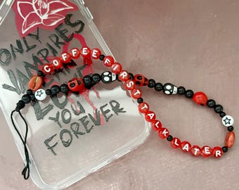 Gothic Phone Charm: Coffee First Talk Later Mobile Accessory