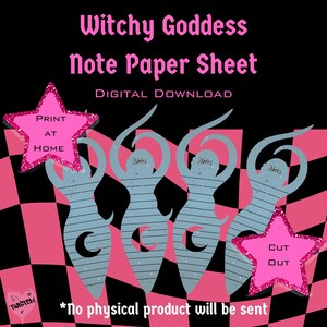 Godin notitie afdrukbaar | Heksenplanner | Gotisch junkjournaal | Digitale download | Instant png-notitieblok | A5-memo-insteekkaart | Gevoerd papieren blok