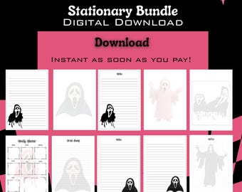 Horror Stationary Bundle  | Ghost Notepad | Witchy Journal | Printable Note Paper | Planner Inserts | Gothic Stationary | Digital Download