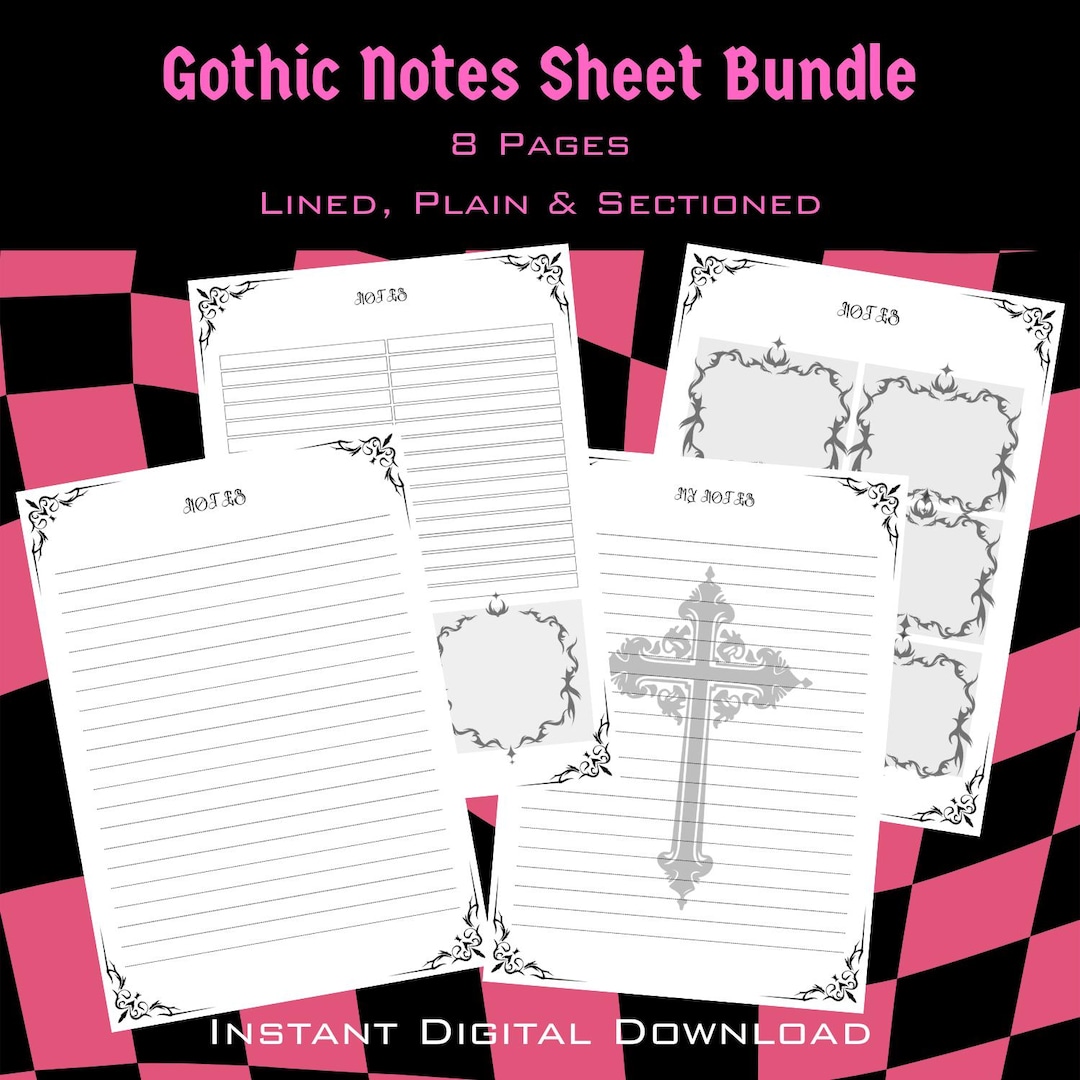 Goth Notepad Gothic Notepaper | Gothic Stationary | Witchy Journal | Instant Digital ...
