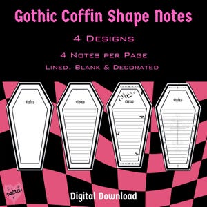 Cuaderno imprimible con diseño de ataúd / Agenda de brujas / Diario gótico / Descarga digital / Bloc de notas PDF instantáneo / Insertos de notas A5 / Grimorio de murciélagos con renglones