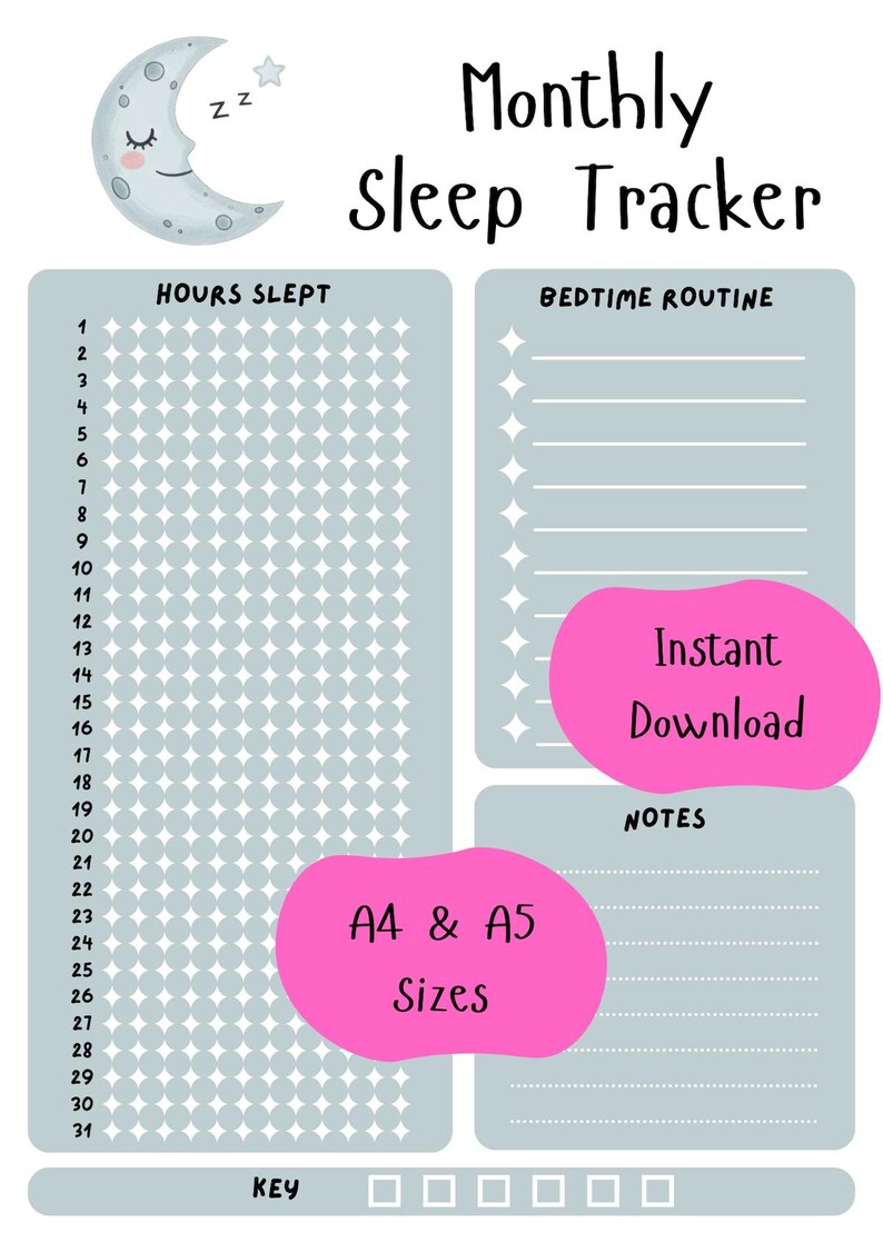 Sleep Tracker | Printable Journal Page | Digital Download | Monthly ...