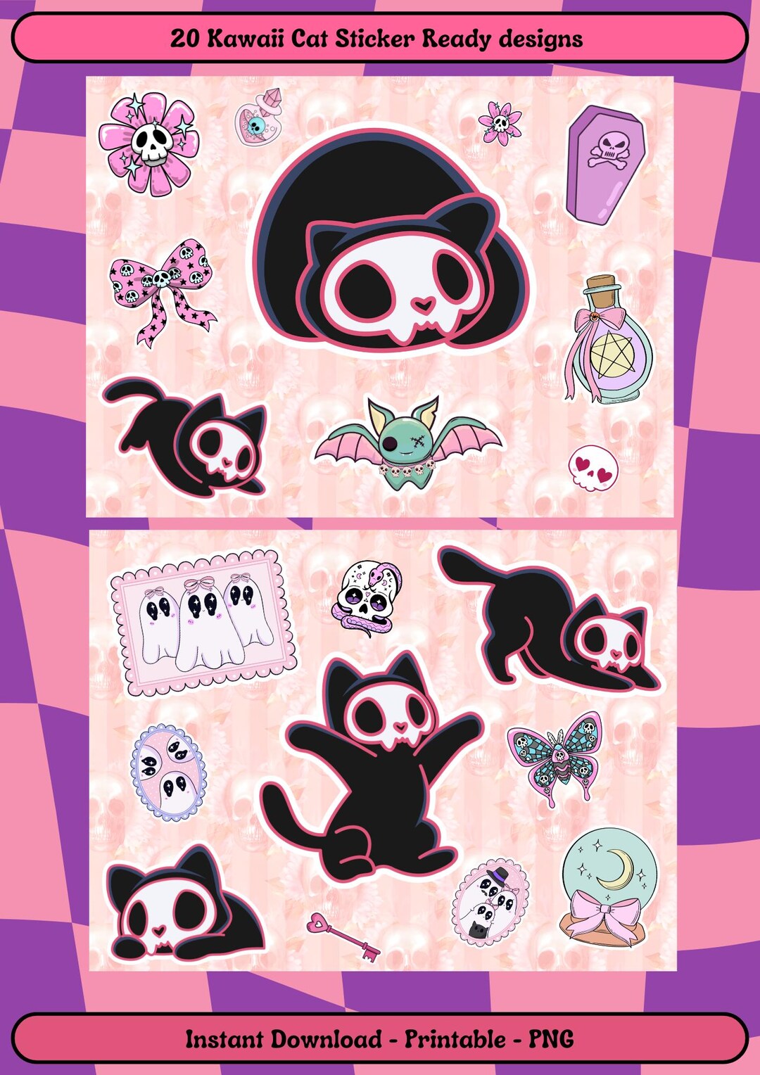 Kawaii Cat Stickers | Journal Art Sticker | Cat Planner Stationary ...