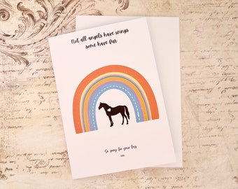 Rainbow Horse Sympathy Card: Pet Loss, Original Artwork