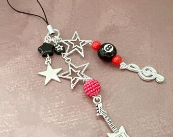 Gothic Guitar Phone Charm : Rock N Roll Mobile Accessory