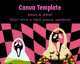 Horror Frames | Ghost Canva Template | Editable Goth Face Stationary | Instant Digital Download | Gothic Printable