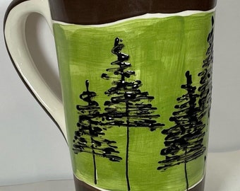 Milk jug, handmade, ceramic milk pitcher, tree design, hand painted milk bag holder, fits bag of milk