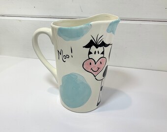 Milk jugs, hand painted Ceramic Milk pitcher for milk bags, cow ceramic milk bag holder handmade by ColoursbyChris