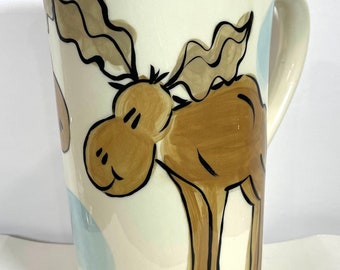 Milk jug, handmade ceramic pitcher, milk jug bag holder, moose design