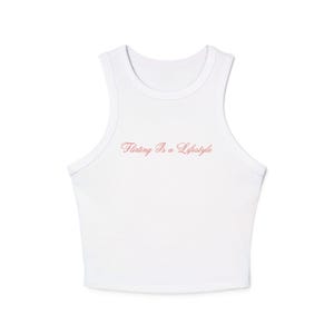 Flirting Is a Lifestyle Tank Top – Girly High Neck Ribbed Racerback Shirt, Coquette Aesthetic, Softcore Y2K Summer Top, Cute Gift for Her