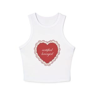 Certified Lovergirl Tank Top, Cute Coquette Ribbed High Neck Racerback Shirt, Soft Girl Aesthetic, Y2K Romantic Summer Top, Gift for Her