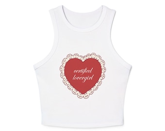 Certified Lovergirl Tank Top: Ribbed Racerback Coquette Y2K