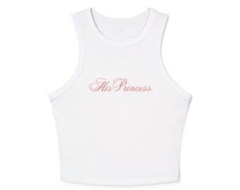 His Princess Ribbed Tank Top: Y2K Coquette Racerback