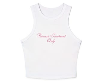 Princess Treatment Ribbed Racerback Tank Top: Y2K Coquette Tee